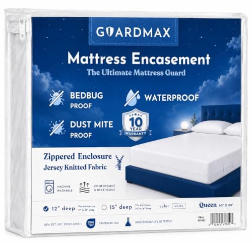 Guardmax Queen Mattress Protector Zippered, Bed Bug Mattress Cover