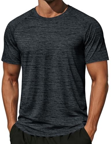 MAGCOMSEN Men's Shirts Short Sleeve Moisture Wicking Athletic Workout Running T-Shirts Cooling Soft Dry Fit Tshirts Black 2XL
