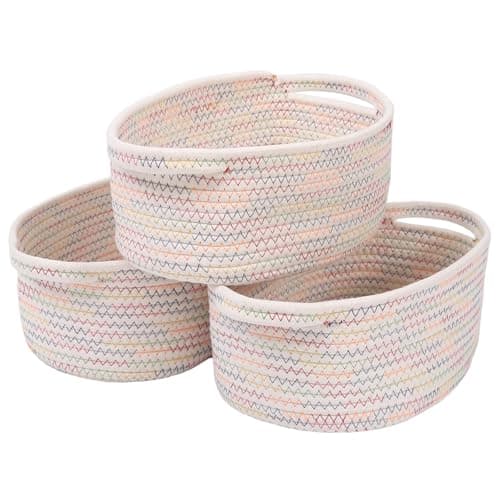 JMvicyroam Small Woven Basket, Empty Gift Basket, Colorful/3 Pack