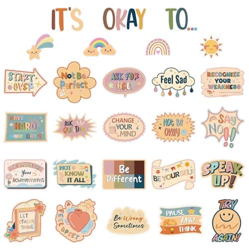 Yewfold Boho Mental Health Bulletin Board Decorations Set, It's Okay To Therapy Office Decor, Affirmation Station Classroom Decor for Teachers School Wall Decor (Boho)