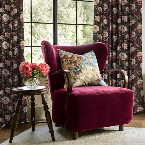 RYB HOME Black Floral Velvet Curtains 108 Inch Long for Bedroom Living Room