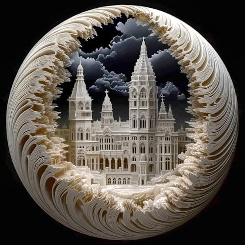 Deepcom 500 Piece Jigsaw Puzzle for Adults, 3D Visual Intricate Cathedral Architecture Design, 500 Pieces Round Puzzle for Adults, Unique Impossible Difficult Hard Challenging Jigsaw Puzzles