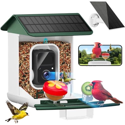 BROAIMX Smart Bird Feeder with Camera-AI Identify 11,000+ Species, 2K HD Auto Capture Birds Video & 64G TF Card, Solar-Powered Wireless Outdoor Design, Birdhouse with Built-in Two-Way Microphone