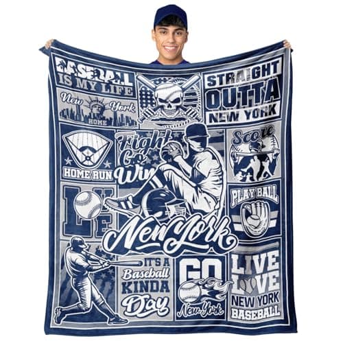 Blankets for New York Throws, Team Color Blanket for Gift, Gifts for Men Women Baseball Lovers, Lightweight Soft Flannel Baseball Blankets 60"x50"