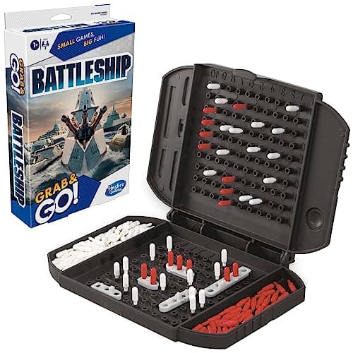 Hasbro Gaming Battleship Grab and Go Game for Ages 7 and Up, Portable for 2 Players, Travel Play for Kids, Birthday Gift for Kids