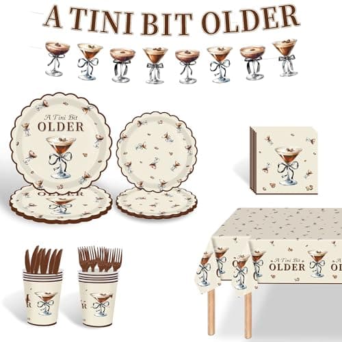 Martini Bow Party Plates Supplies, 171 Pcs, A Tini Bit Older Tableware