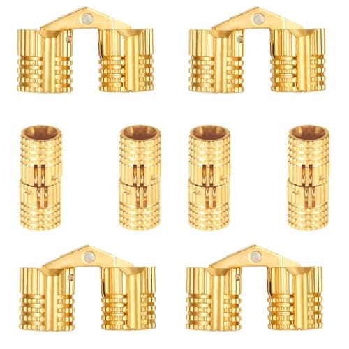 8 PCS 10mm Hidden Brass Hinges, Hidden Invisible Cabinet Furniture Hinges 180 Degree Opening Angle, Small Ring Box Hinge for DIY Jewelry Box Hand Craft