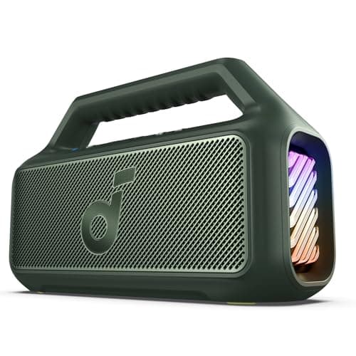 Soundcore Boom 2 By Anker, Outdoor Speaker, 80W, Subwoofer, BassUp 2.0, 24H Playtime, IPX7 Waterproof, Floatable, RGB Lights, USB-C, Custom EQ, Bluetooth 5.3, Portable for Camping and Beach - Green