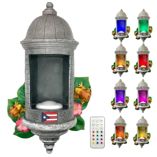 UKENEM Puerto Rico Souvenirs, Puerto Rican Garita Wall Light with Remote Control, Puerto Rico El Morro Style Night Light Boricua Home Decor for Women Men Idea Gift (Puerto Rican Garita-1)