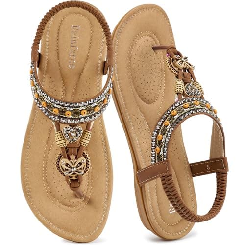 Reimferce Womens Dressy Flat Sandals: Elastic Ankle Strap & Non-Slip Outsole for Daily Walking in Summer - Breathable Cushioned Footbed for All-Day Comfort - Fashion Ladies