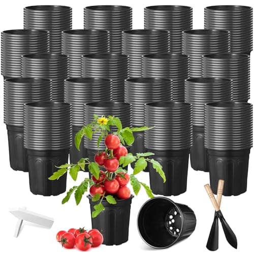 BreezeHug 1200 Pcs 0.5 Gallon Plastic Plants Nursery Pots Bulk with Gardening Black Thickened Soft Seedling Pots with Drainage Holes Flower Plant Containers with Small Shovel for Succulents Supply