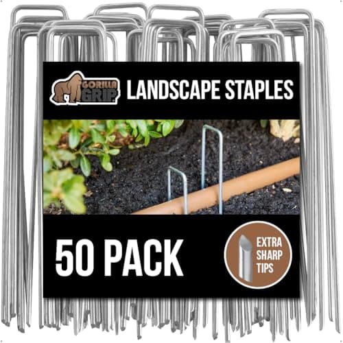 GORILLA GRIP Premium Landscape Staples, 6 Inch Garden Stakes 50 Pack