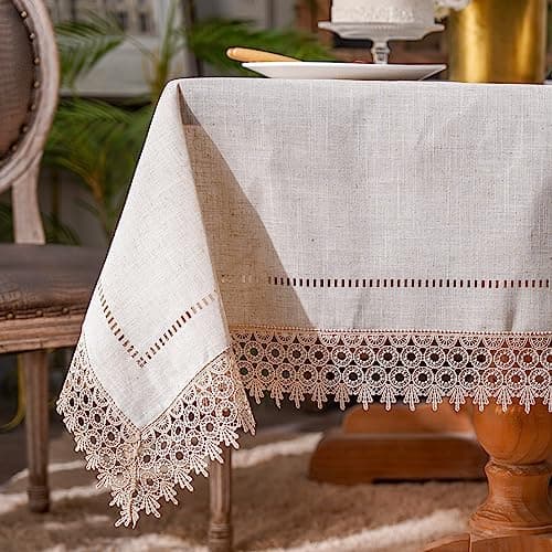 ARTABLE Stone Gray Lace Tablecloth Vintage Laser Cut Decor 52 x 70 Inch