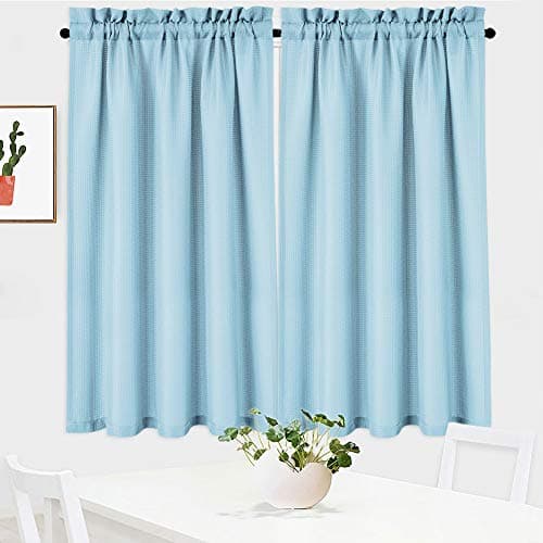 NANAN Kitchen Curtains 45 Inches Long Casual Weave Cafe Curtains
