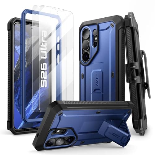 SUPCASE for Samsung Galaxy S26 Ultra Case with Stand & Belt-Clip (Unicorn Beetle Pro), [2 Tempered Glass Screen Protectors & Front Frame] Military-Grade Protective Phone Case for S26 Ultra, Cobalt