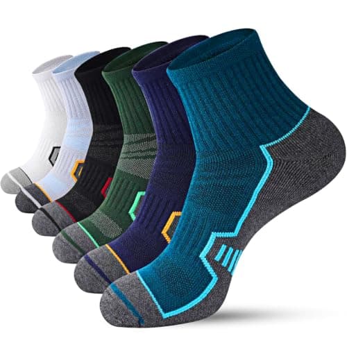 Horuru Men's Cushioned Ankle Socks, Athletic Running Gym Socks 6 Pairs