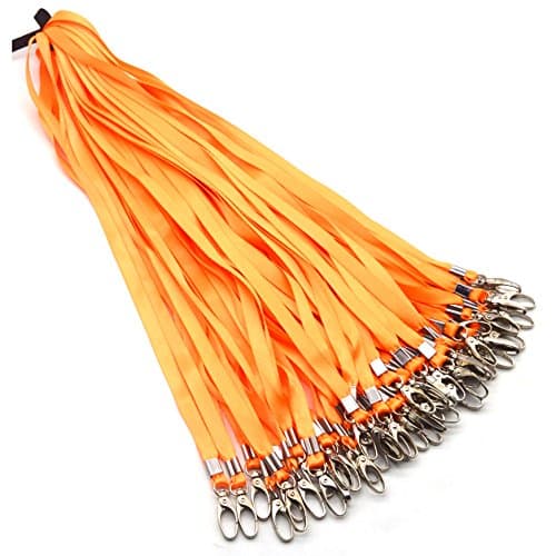 Beebel Orange Lanyards 50Pcs 18" Lanyard with Badge Clip