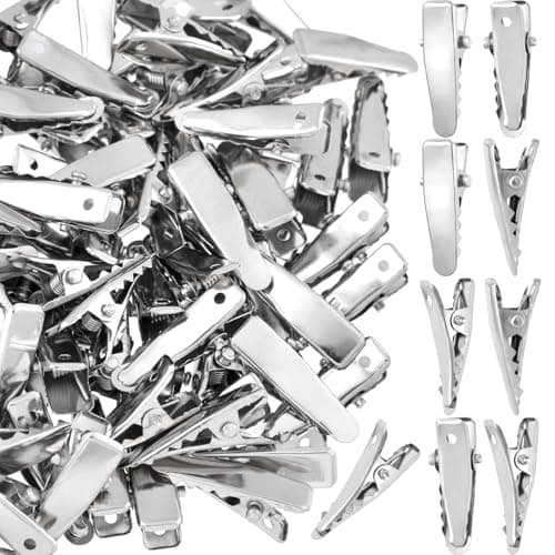 BEIQIYA 100pcs Mini Alligator Hair Clips, Small Alligator Clips Barrettes for Women, Metal Flat Head Accessories Supplies for Styling Sectioning Long Thin Short Hair- Silver