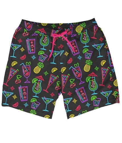 Tipsy Elves Black Neon Nightcap 4 Way Stretch Swim Trunks for Men Size Large