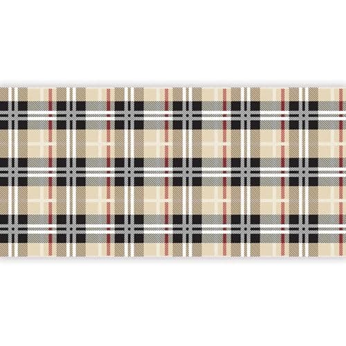 Santa Barbara Design Studio Disposable Paper Table-Runner Dinner Party Table Cover Roll, 25' x 18", Brown Plaid