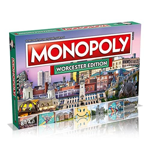 Monopoly Board Game Worcester Edition: 2-6 Players Family Board Games for Kids and Adults, Board Games for Kids 8 and up, for Kids and Adults, Ideal for Game Night