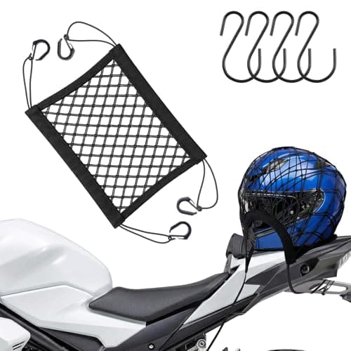 11"x9.84" Motorcycle Cargo Net, High-Elastic Bungee Net Double Layer