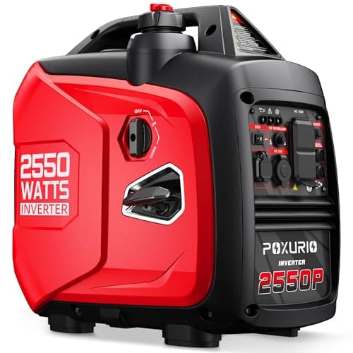 POXURIO 2550-Watt Portable Inverter Generator for Home Use, 1.06Gallon Large Fuel Tank Up to 10 Hours Use, 120V Gas Powered Generator Super Quiet - EPA Compliant-Red