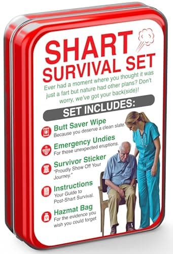 Shart Survival Set - Funny Gag Gift 2026 Friend Gifts Includes Disposable Underwear, Hazmat Bag, Wet Wipe and More! Unique Stocking Suffers for Men Birthday Husband Teens Potty Humor Prank Him Fart