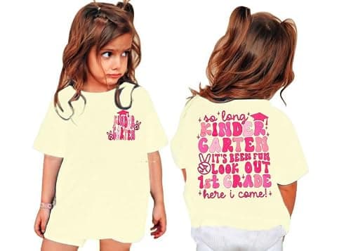 Kids Kindergarten Graduation Shirt for Girls Boys 1st Grade I Come Tee