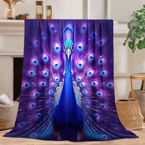 Peacock Blanket Peacock Throw Blanket Super Soft Plush Flannel Bedding Gifts for Boys Girls Men Women Lovers Adults Stuff for Sofa Bed Room Decor 50"X60"