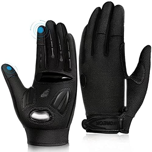 BIKINGMOREOK Bike Cycling Gloves for Men Women,Touchscreen Full Finger Shock-Absorbing 5MM Gel Pads MTB Road Bicycle Gloves for Mountain Biking,Running,Hiking,Outdoor Sports-Black-XL