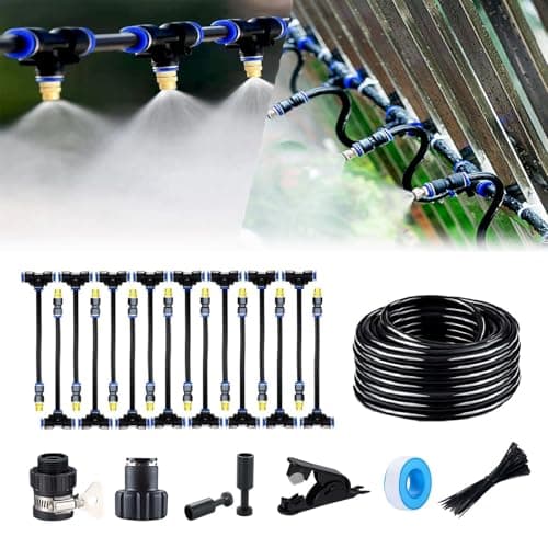 Update Drip Irrigation Kit, 66FT Automatic Watering System with 16 Replaceable 360° Bendable Sprayers, Atomizing Copper Nozzles for Garden, Plant, Lawn, Patio and Yard.(16)