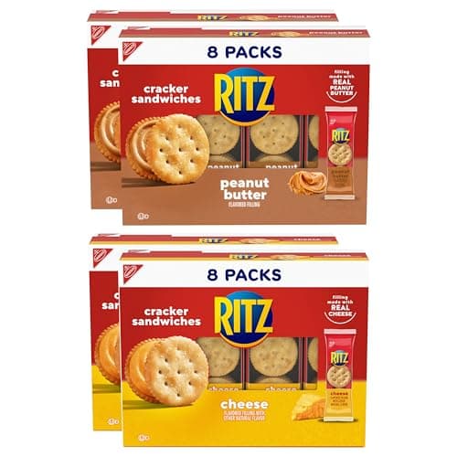 RITZ Peanut Butter & Cheese Sandwich Crackers Variety Pack, 32 Snack Packs