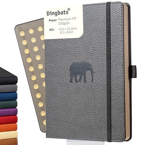 Dingbats* Wildlife Lined Writing Journal Notebook A5 - Vegan Leather Hardcover - Ideal for Work, Travel - Pocket, Elastic Closure, & Bookmark