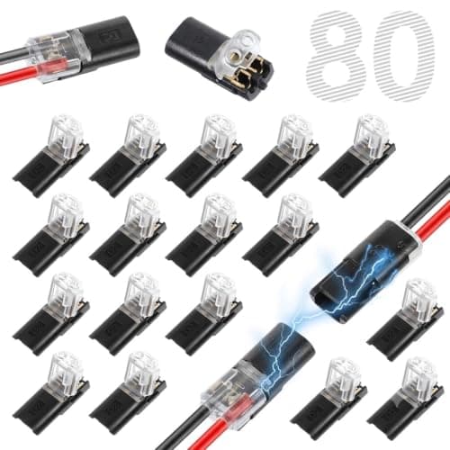 80 Pcs Double Wire Plug-in Connector with Locking Buckle, 18-22 AWG Gauge