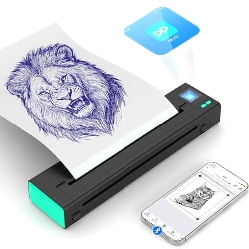 XR3 Tattoo Stencil Printer, Tattoo Printer with LED Display & 10 Pcs Transfer Paper, Portable Thermal Tattoo Printer, Bluetooth Transfer Machine, Stencil Printer Compatible with Phones Pad, Blue