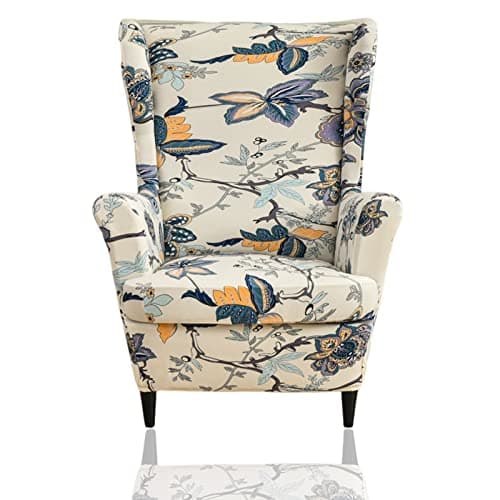 Jusmate Wing Chair Slipcover, 2-Piece Printed Wingback Chair Cover