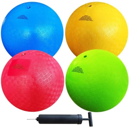 AppleRound 4-Pack of 5 Inch Small Playground Balls for Toddlers Kids with Air Pump - Kickball, Handball for Outdoor Kindergarten Preschool Games
