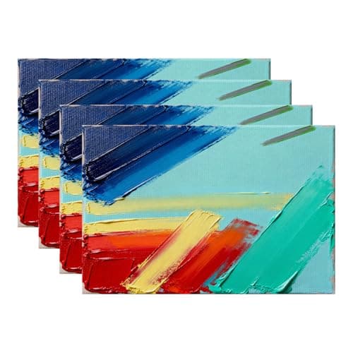 Batmerry Modern Colorful Decorative Placemats, Abstract Art Digital Painting Color Texture Artwork Woven Burlap Modern Placemats for Dining Table Kitchen Farmhouse Wedding Decor Indoor Set of 4