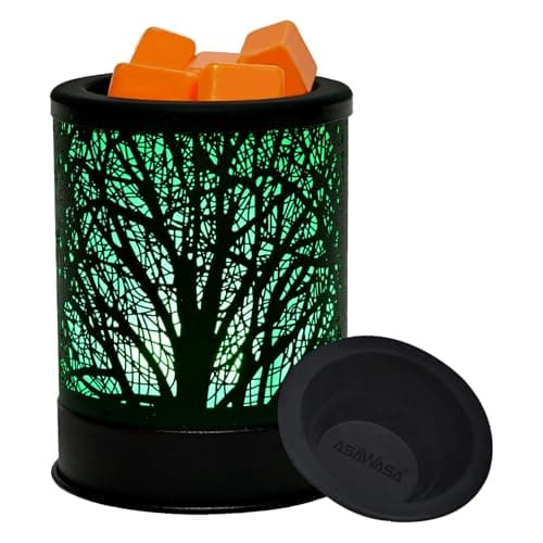 ASAWASA Metal Wax Warmer Electric with 7Color LED Silicone Dish (Tree)