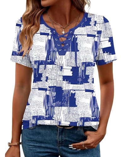 LOMON Summer 2026 Fashion Trendy Short Sleeve Tops Blouses for Women Dressy Casual Business Tops