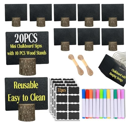 10 Pcs Mini Chalkboard Signs Small Chalkboard Label with Rustic Wood Stand, Food Labels for Party Buffet Wedding Birthday Party Bakery
