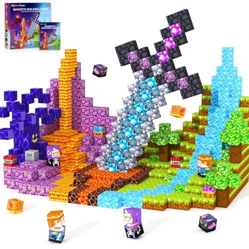 MyWodGame Magnetic Blocks Building Toys for 3 4 5 6 7 8 9 10 11 12 13 Year Old Boys Girls, Kids Magnetic Cubes Tiles Montessori Sensory Travel Magnet Toys Games Christmas Birthday Party Toddler Gifts