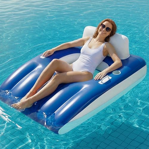 Funscape Inflatable Pool Lounge Floats Adult, Swimming Pool Floaties Blue-L