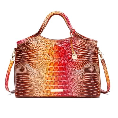 Makcr Joacbv Crocodile Pattern Gradient Top Handle Satchel Large Capacity Tote Bag Casual Versatile Commuter Bag Leather