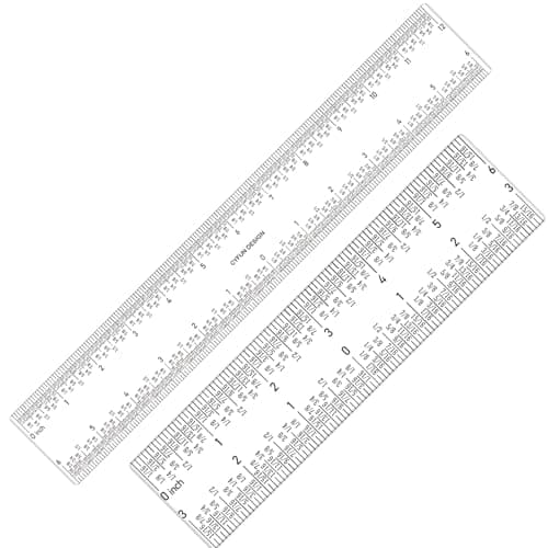 2 Pcs 12" / 30cm T Ruler and Zero-Centering on the Bottom and Standard 12 inch Measurements Ruler for Paper Crafting Card Making Drafting Drawing