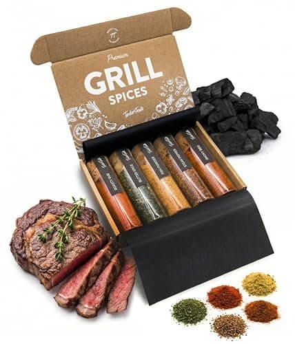 TIMBER TASTE® BBQ Spice Gift Set for Her - 5 Gourmet Grill Rubs Sweet Smoky Texan Memphis Kansas | Womens BBQ Cooking Foodie Kit | Barbecue Seasoning Basket Premium Set - Birthday Gift for Her