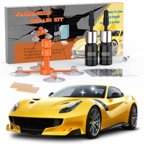 LOMEEN Windshield Chip Repair Kit, 2026 Car Windshield Repair Kit with Suction Cup Stand, DIY Auto Glass Repair Tools for Quick-Fix Bulls Eye Crack & Rock Chip, 2 Packs