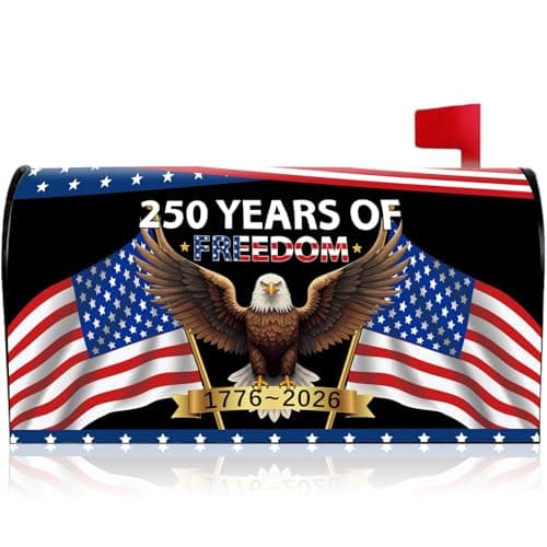 250 Years America Magnetic Mailbox Cover, 250th Anniversary USA Magnetic Mailbox Cover Standard Size, Patriotic 1776-2026 Mail Post Box Covers for Festival Outdoor Yard Garden Decor 21" X 18"