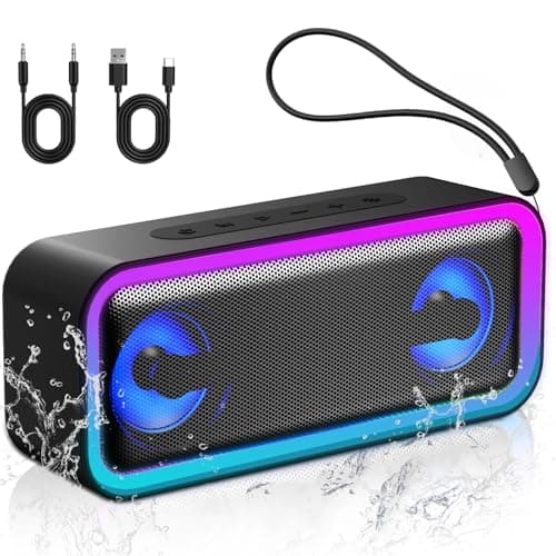IKT Portable Bluetooth Speaker with Lights x Holidays/World Cup Stuffers, 30W Loud Stereo Sound, Bluetooth5.4, Enhanced Bass,24H Playtime, TWS Pairing, IPX7 Waterproof, Speakersfor Home/Party/Outdoor